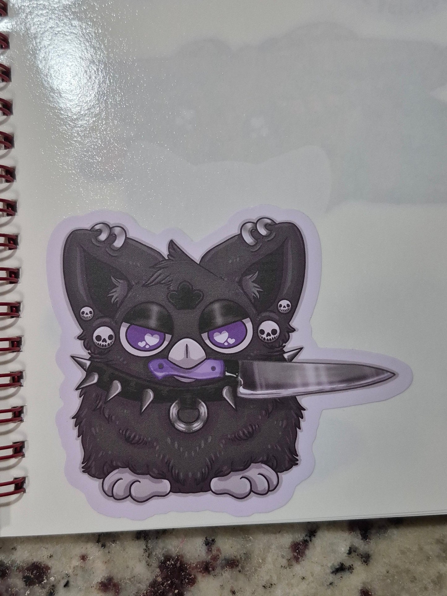 Furby With knife satire art sticker