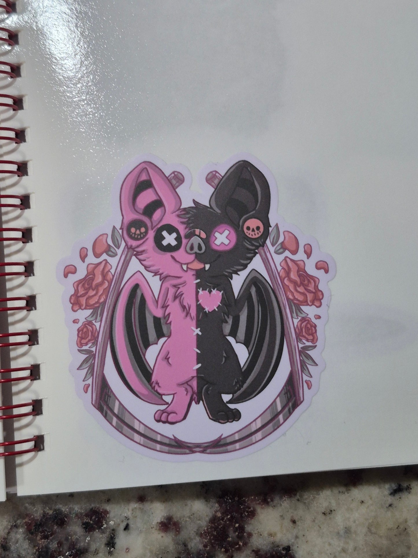 Rose Reaper bat with scythes sticker