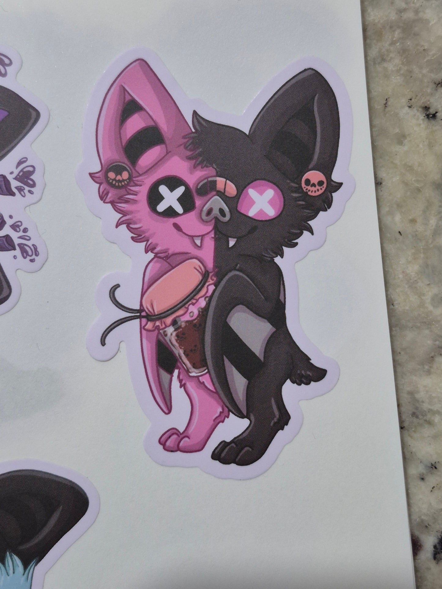 Rose Reaper bat with Skull jam Sticker