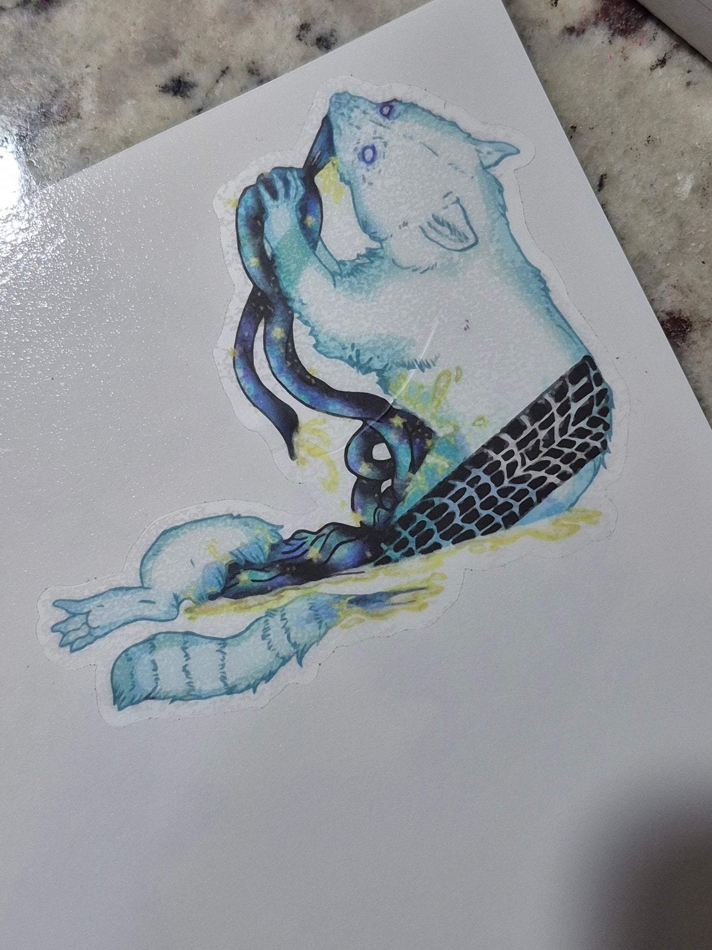 Ghost Raccoon Spacey Gore Roadkill Translucent Sticker