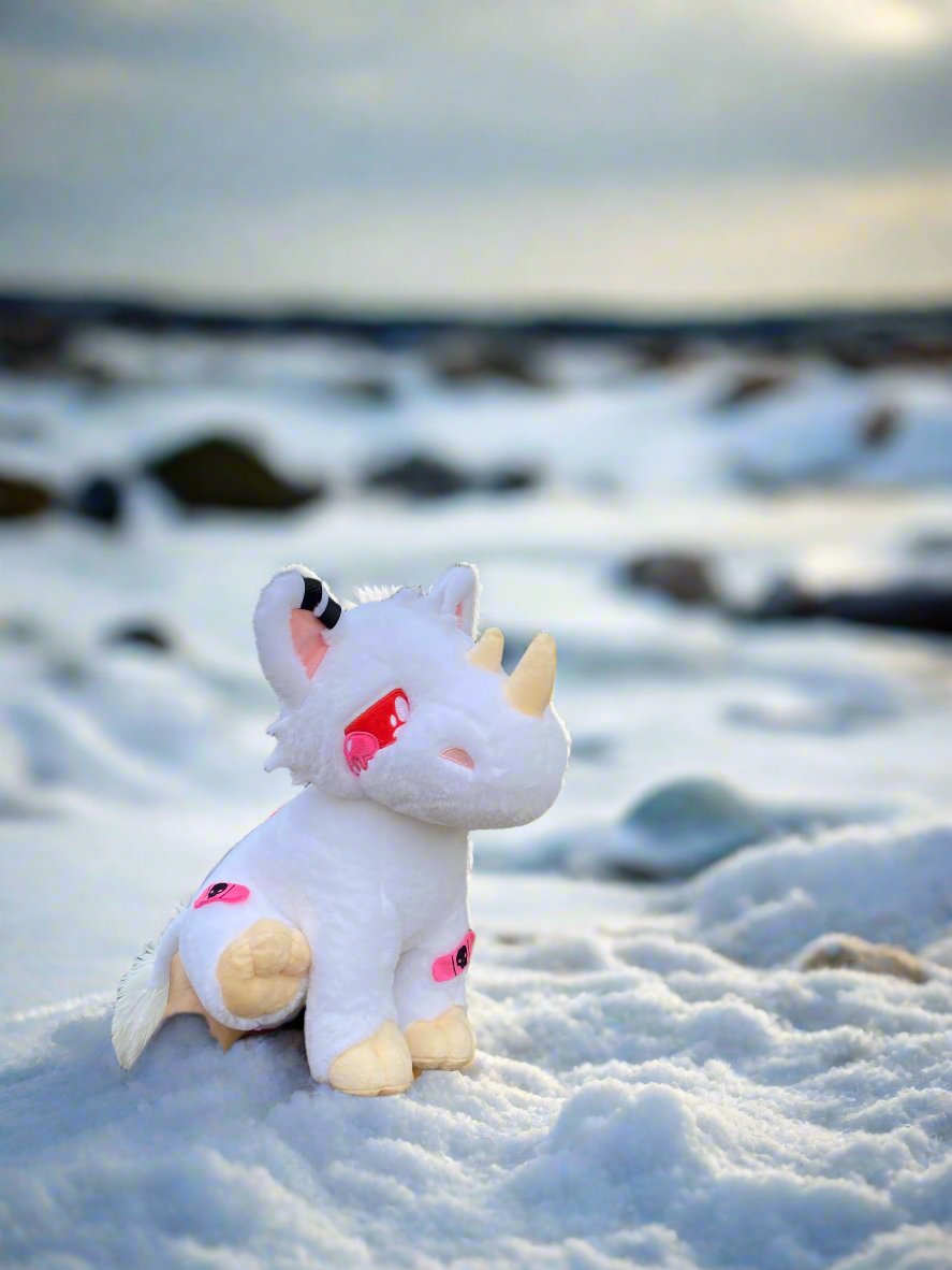Albino Woolly Rhino pastel goth plushie