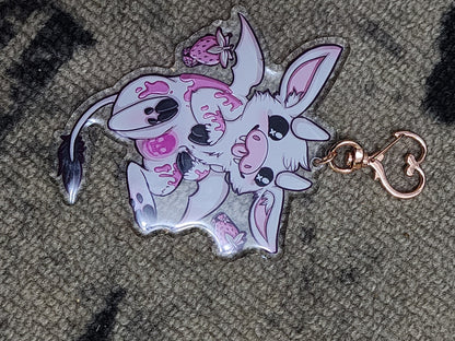 Strawberry Vampire Cow Double-sided Keychain