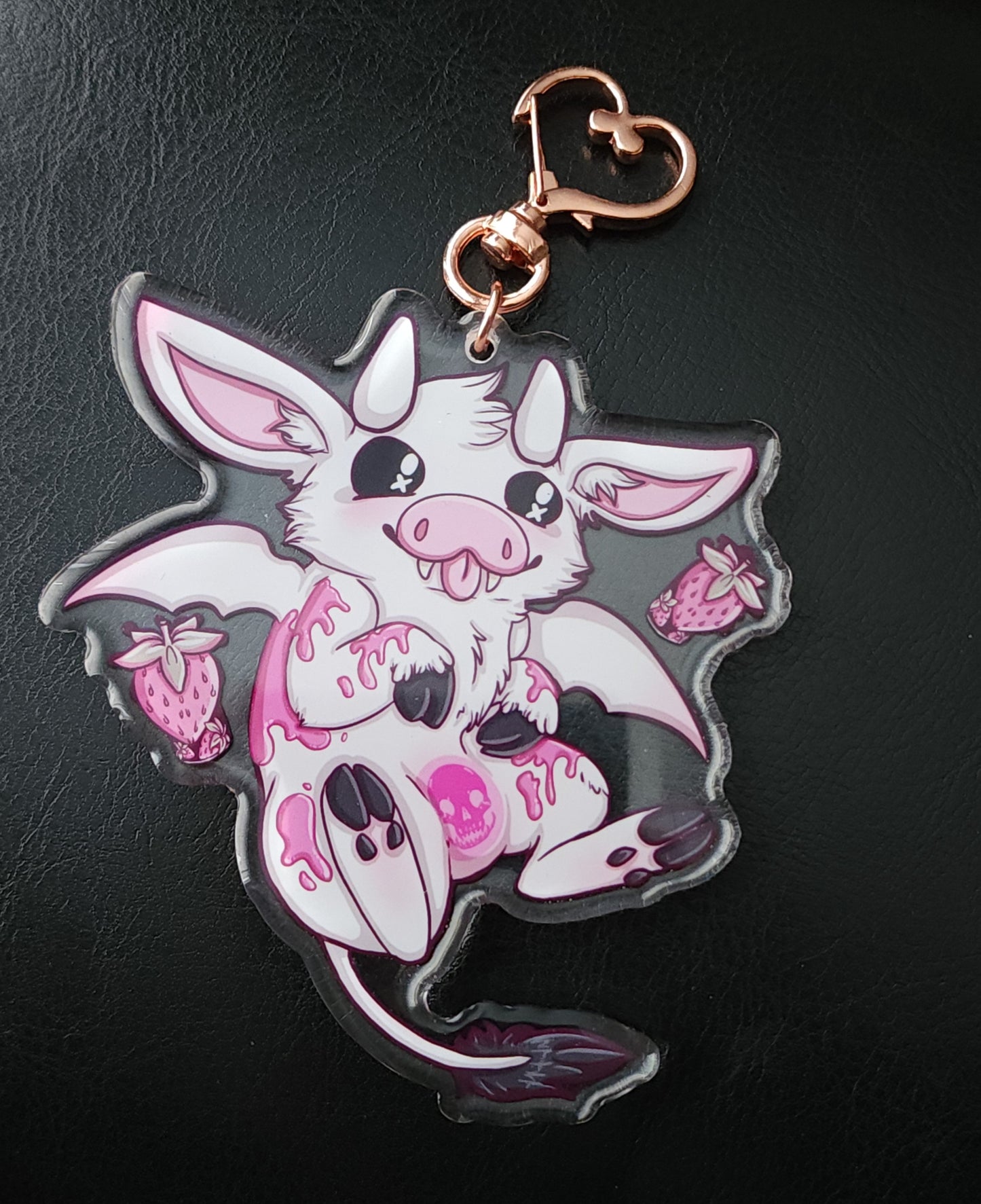 Strawberry Vampire Cow Double-sided Keychain