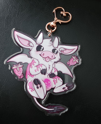 Strawberry Vampire Cow Double-sided Keychain