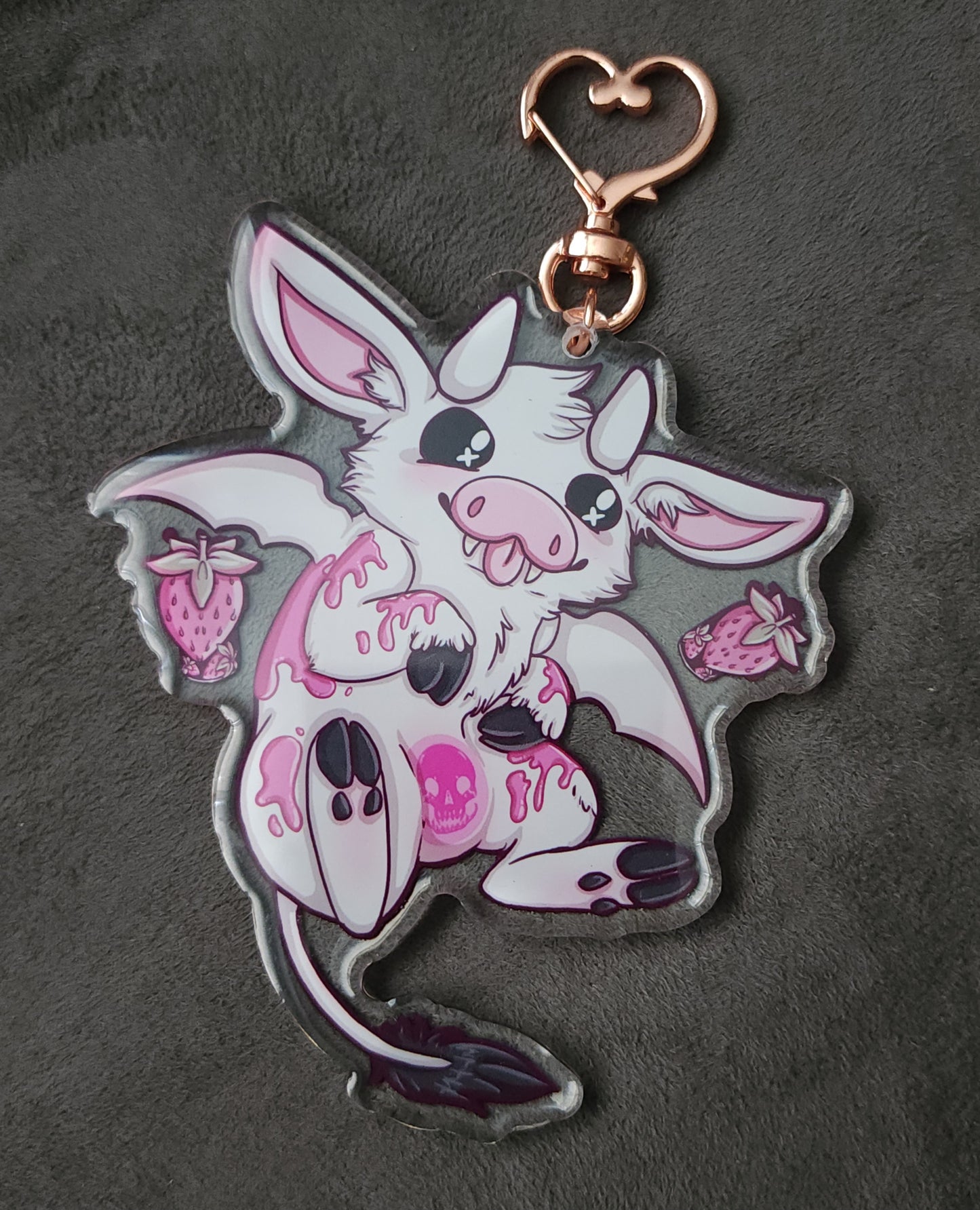 Strawberry Vampire Cow Double-sided Keychain