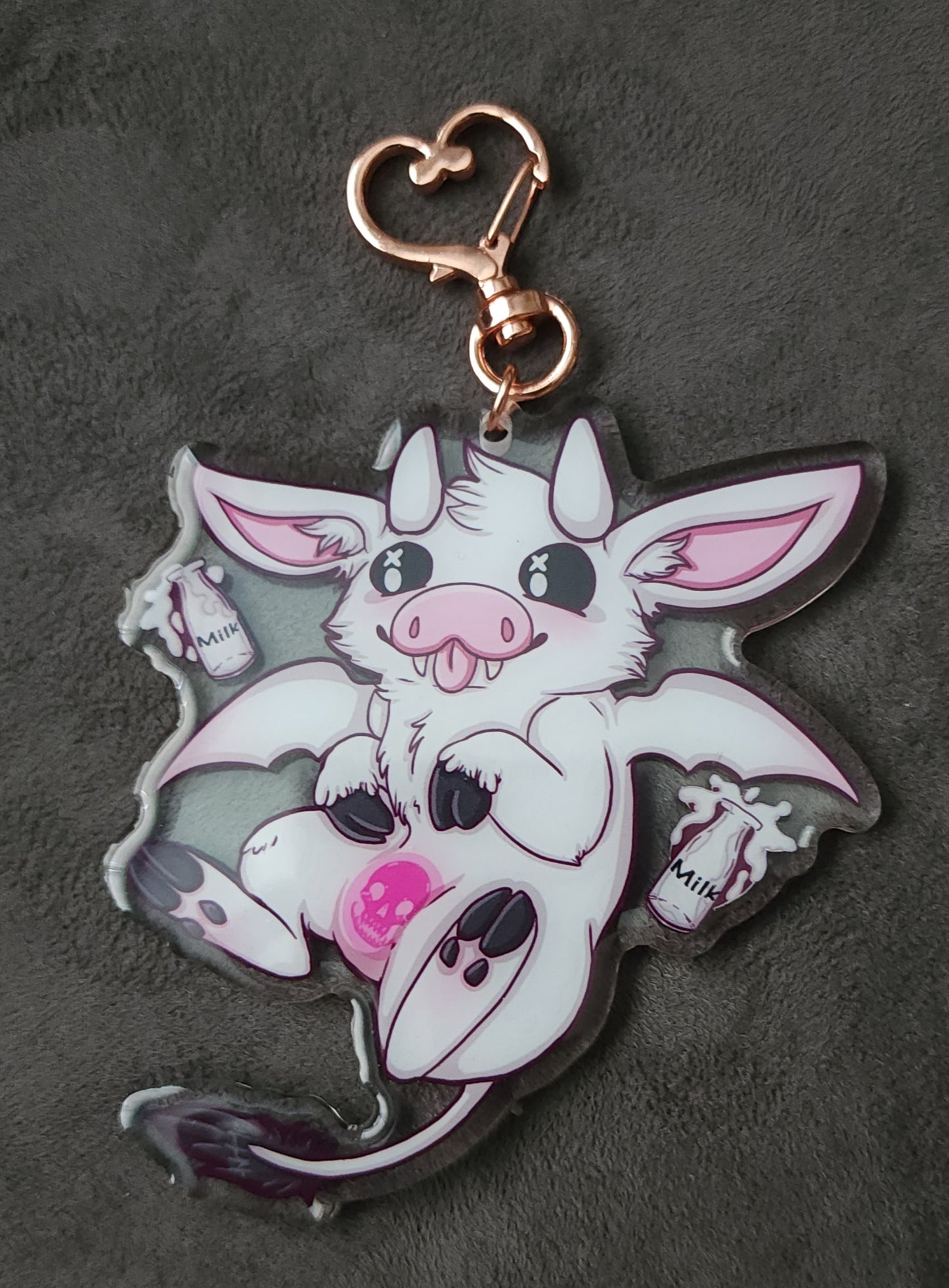 Strawberry Vampire Cow Double-sided Keychain