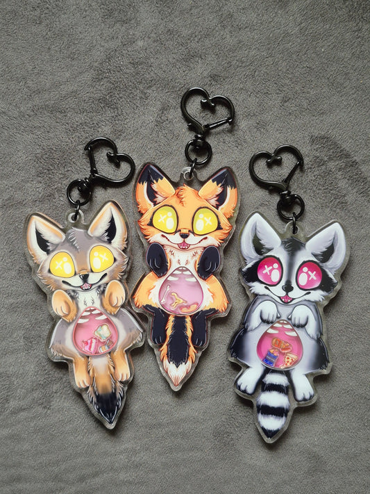 Coyote, Raccoon, Red Fox Shaker Keychain