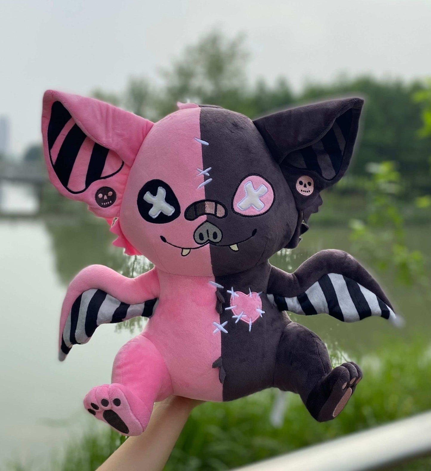 Rose Reaper Pastel Goth Bat Plushie -- PREORDER