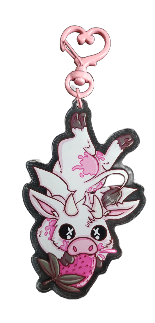 Strawberry Vampyre Cow Keychain
