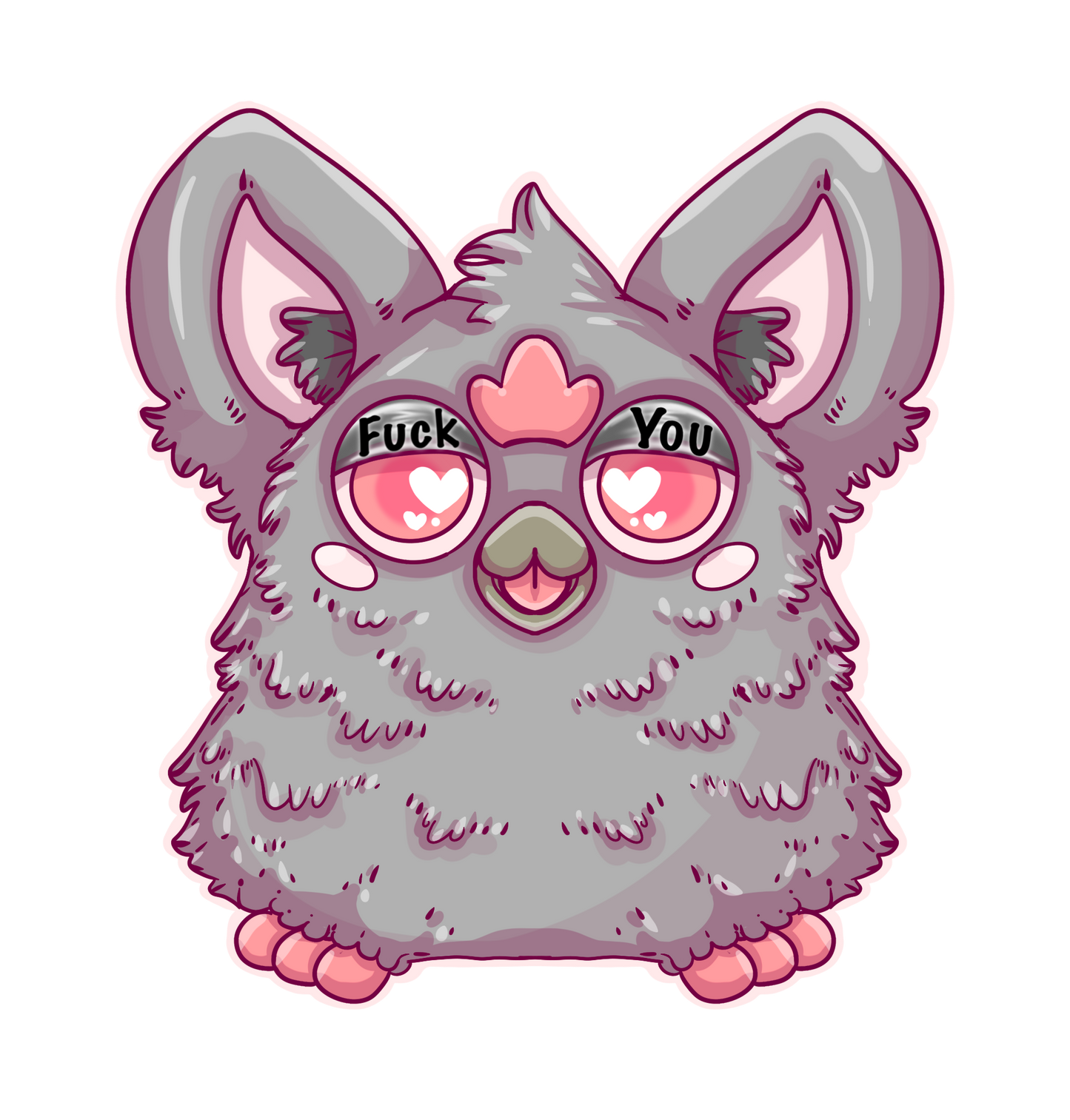 Furby F*ck You satire art sticker
