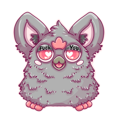 Furby F*ck You satire art sticker